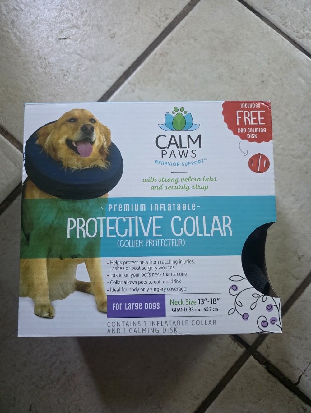 Calm Paws Premium Inflatable Protective Collar Sz L
